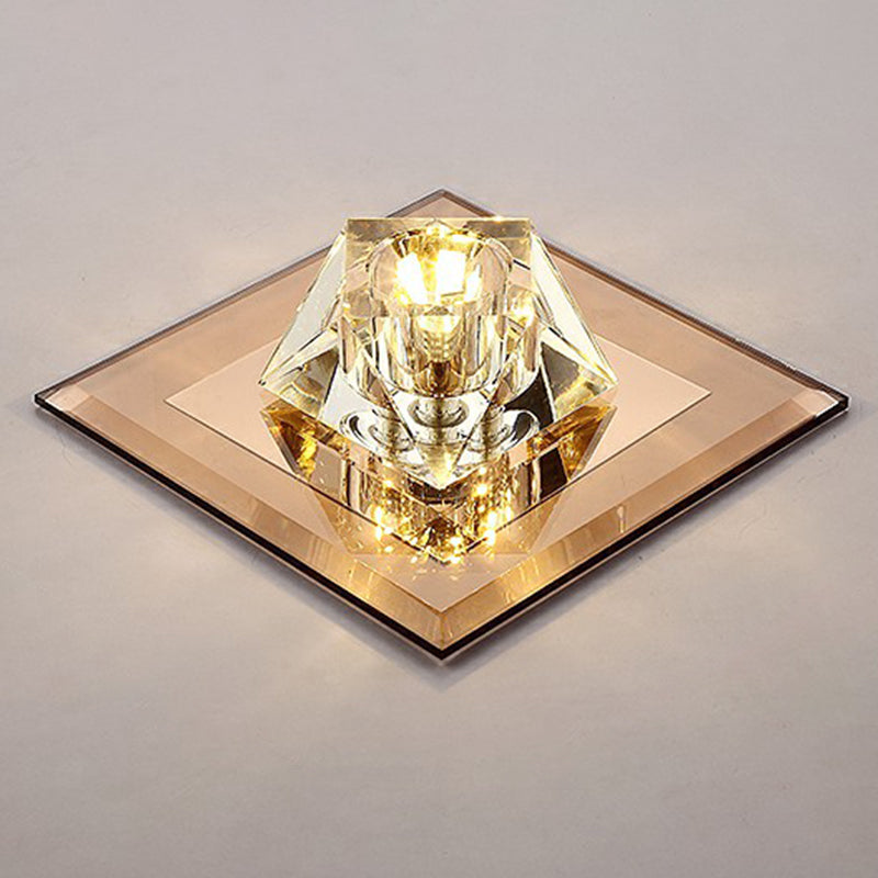 Artistic Gemstone Flush Ceiling Light with LED Crystal Corridor Accent