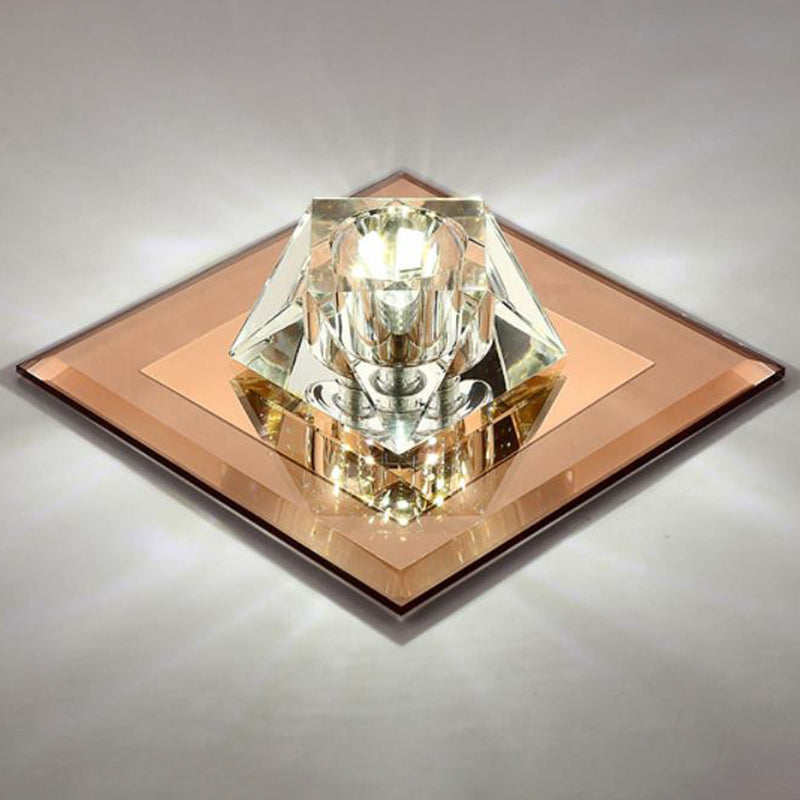 Artistic Gemstone Flush Ceiling Light with LED Crystal Corridor Accent