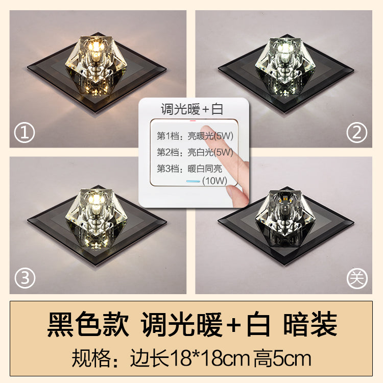 Artistic Gemstone Flush Ceiling Light with LED Crystal Corridor Accent