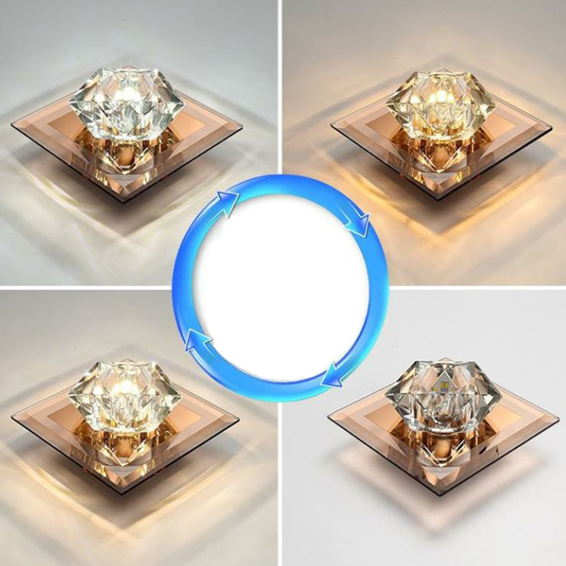 Artistic Gemstone Flush Ceiling Light with LED Crystal Corridor Accent