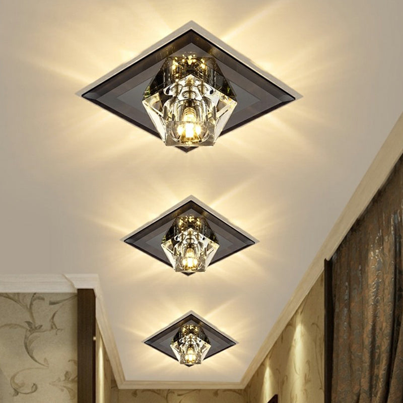 Artistic Gemstone Flush Ceiling Light with LED Crystal Corridor Accent