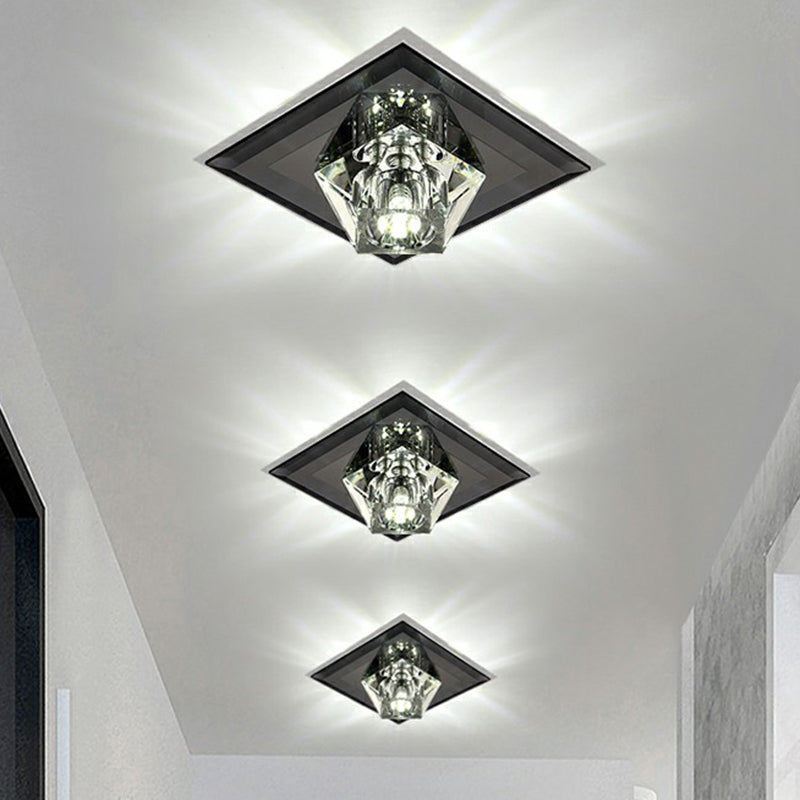 Artistic Gemstone Flush Ceiling Light with LED Crystal Corridor Accent