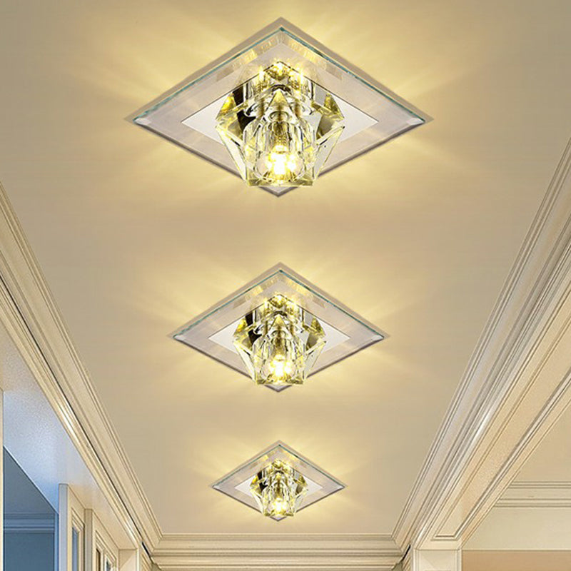 Artistic Gemstone Flush Ceiling Light with LED Crystal Corridor Accent
