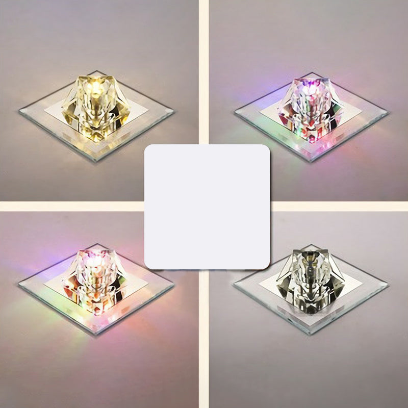 Artistic Gemstone Flush Ceiling Light with LED Crystal Corridor Accent