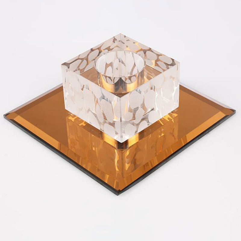 Crystal LED Cube Flush Mount Lighting for Minimalist Hallways