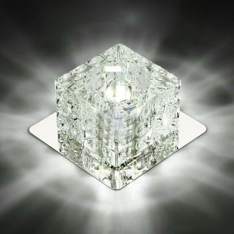 Crystal Led Flush Mount Entryway Light In Minimalist Square Design Clear / 5.5 White