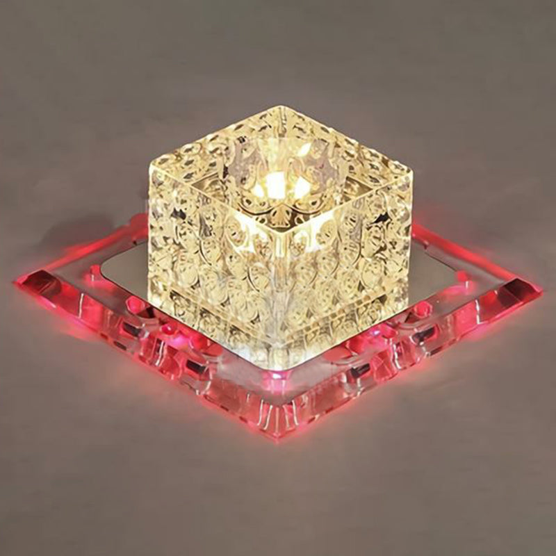 Crystal LED Flush Mount Entryway Light in Minimalist Square Design