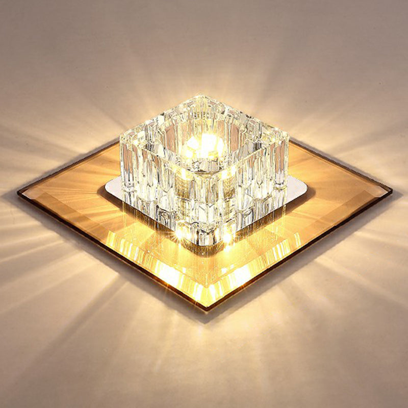 Plafonnier encastré contemporain en cristal pour couloirs - Luminaire à LED