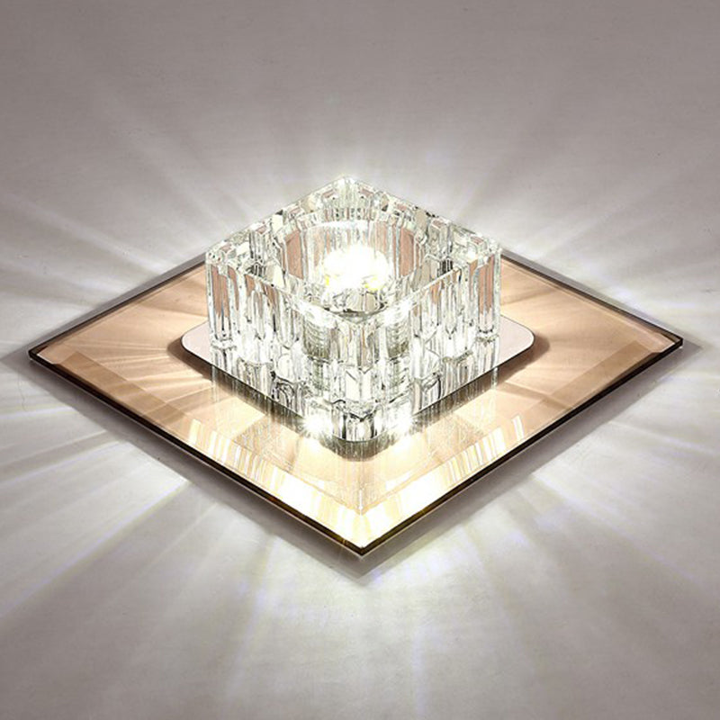Plafonnier encastré contemporain en cristal pour couloirs - Luminaire à LED