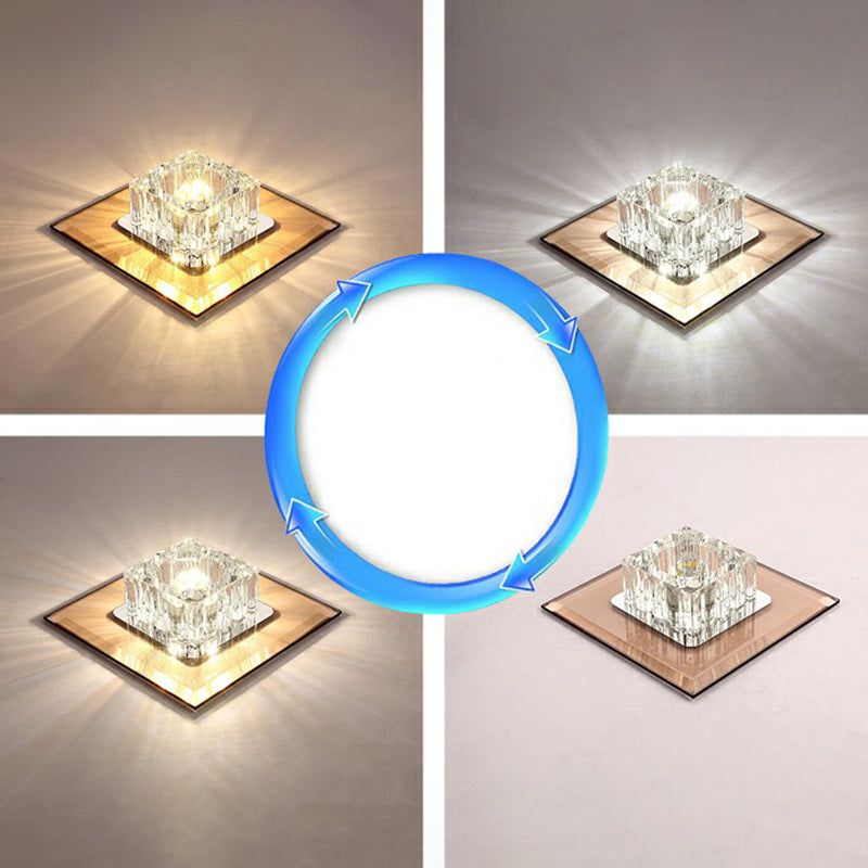 Plafonnier encastré contemporain en cristal pour couloirs - Luminaire à LED