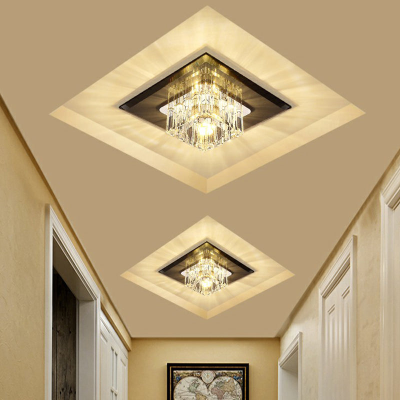 Plafonnier encastré contemporain en cristal pour couloirs - Luminaire à LED