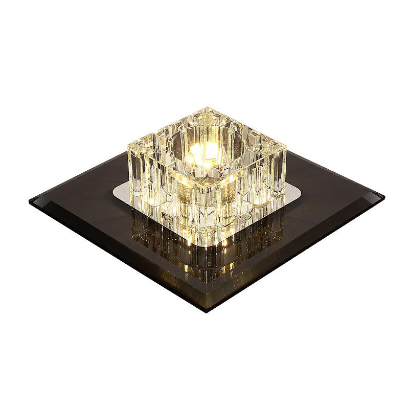 Plafonnier encastré contemporain en cristal pour couloirs - Luminaire à LED