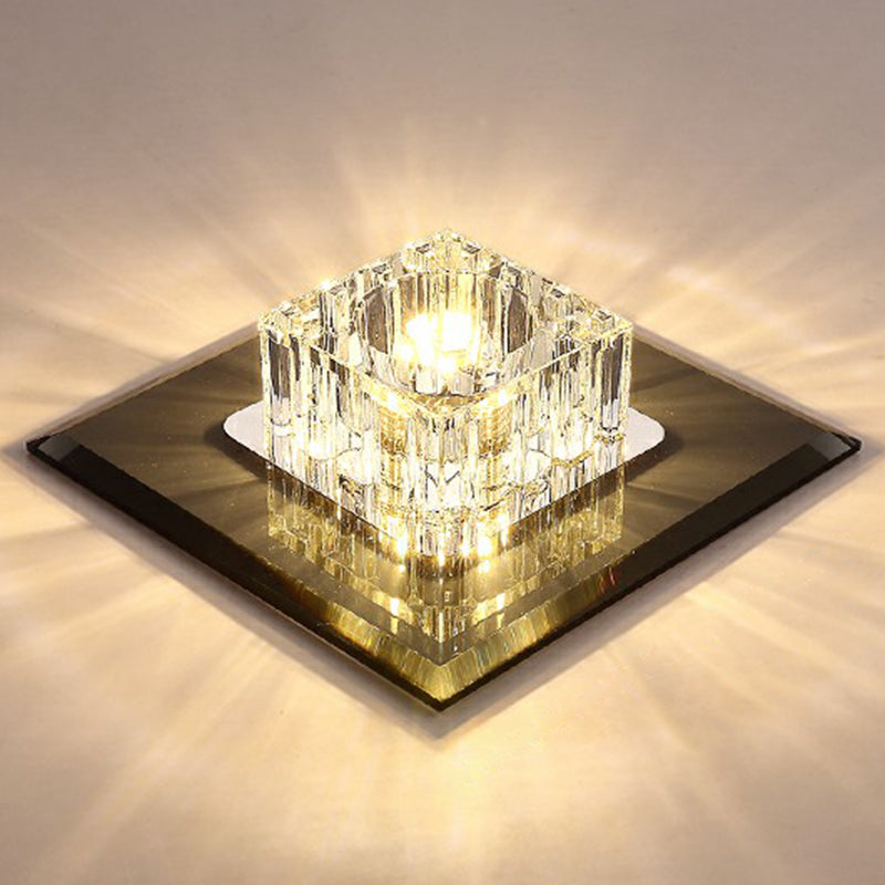 Plafonnier encastré contemporain en cristal pour couloirs - Luminaire à LED