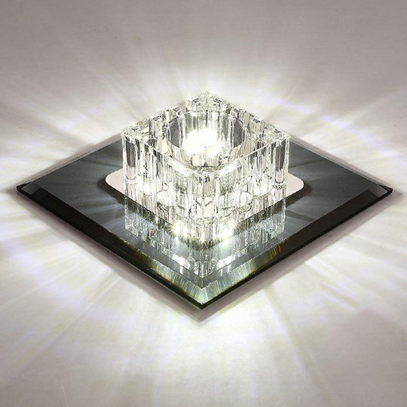 Plafonnier encastré contemporain en cristal pour couloirs - Luminaire à LED