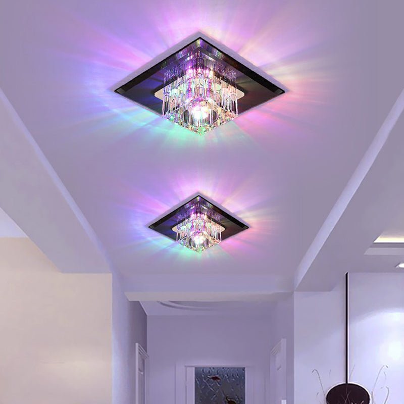 Plafonnier encastré contemporain en cristal pour couloirs - Luminaire à LED