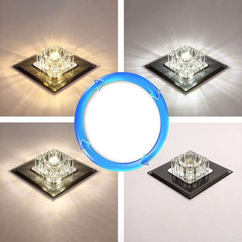 Plafonnier encastré contemporain en cristal pour couloirs - Luminaire à LED