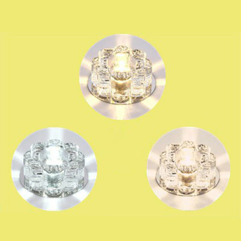 Clear LED Floral Crystal Flush Light - Stylish Ceiling Fixture for Living Room
