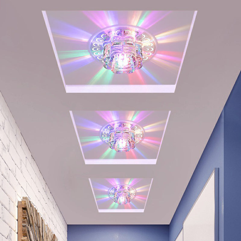Minimalist Crystal LED Flush Mount Fixture for Hallway – Clear Flower Flush Mount Lighting
