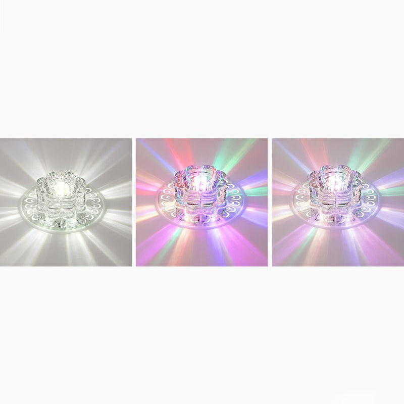 Minimalist Crystal LED Flush Mount Fixture for Hallway – Clear Flower Flush Mount Lighting