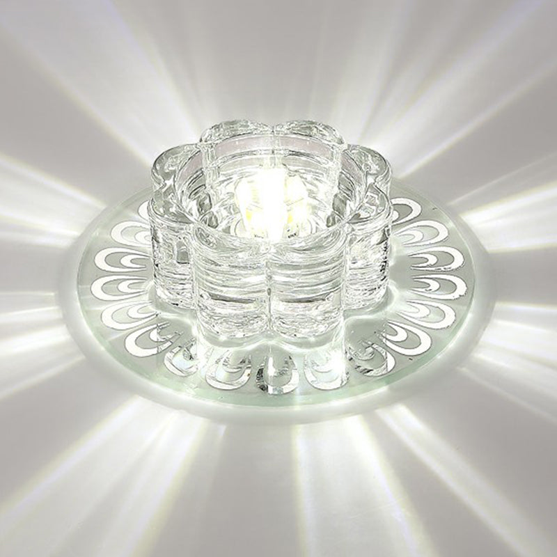 Minimalist Crystal LED Flush Mount Fixture for Hallway – Clear Flower Flush Mount Lighting