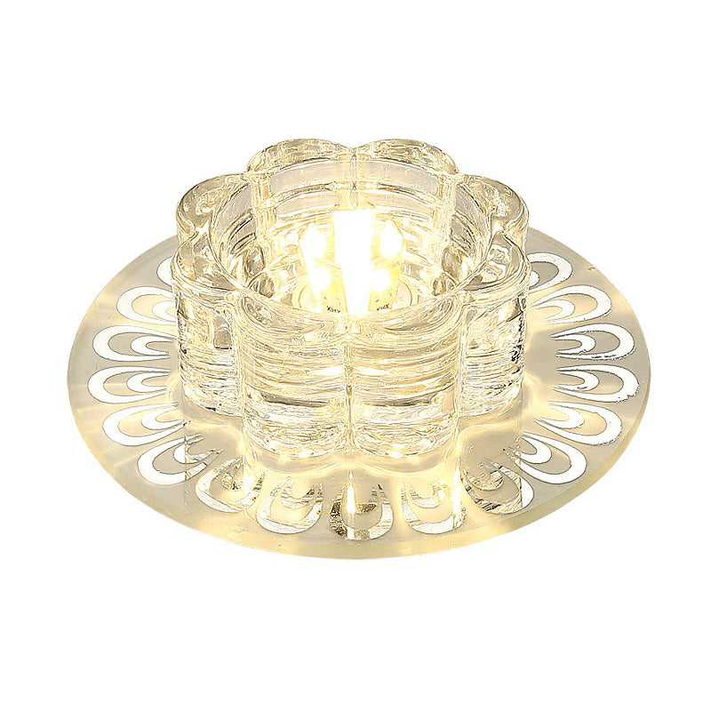 Minimalist Crystal LED Flush Mount Fixture for Hallway – Clear Flower Flush Mount Lighting