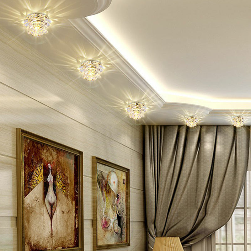 Modern Crystal Clear LED Flushmount Ceiling Light for Living Room
