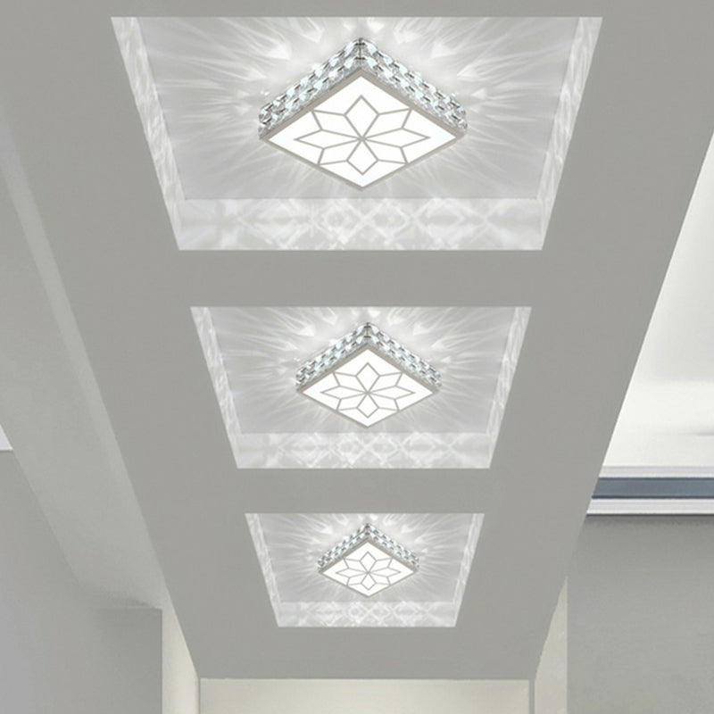 Crystal LED Flush Mount Ceiling Light - Modern Square Design