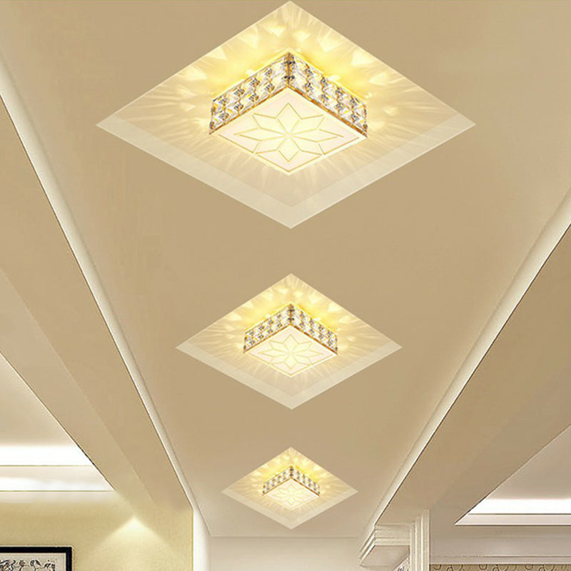 Crystal LED Flush Mount Ceiling Light - Modern Square Design