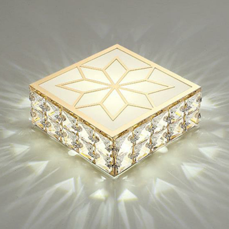 Crystal LED Flush Mount Ceiling Light - Modern Square Design