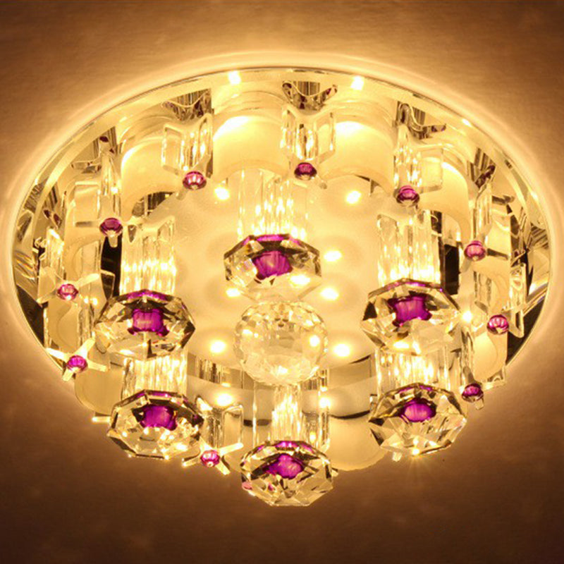 Modern Crystal Flush Mount Ceiling Light - Clear Hallway LED Fixture