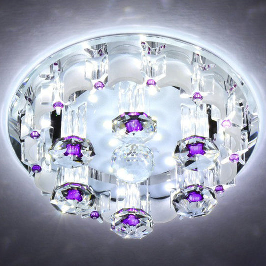 Modern Crystal Flush Mount Ceiling Light - Clear Hallway LED Fixture