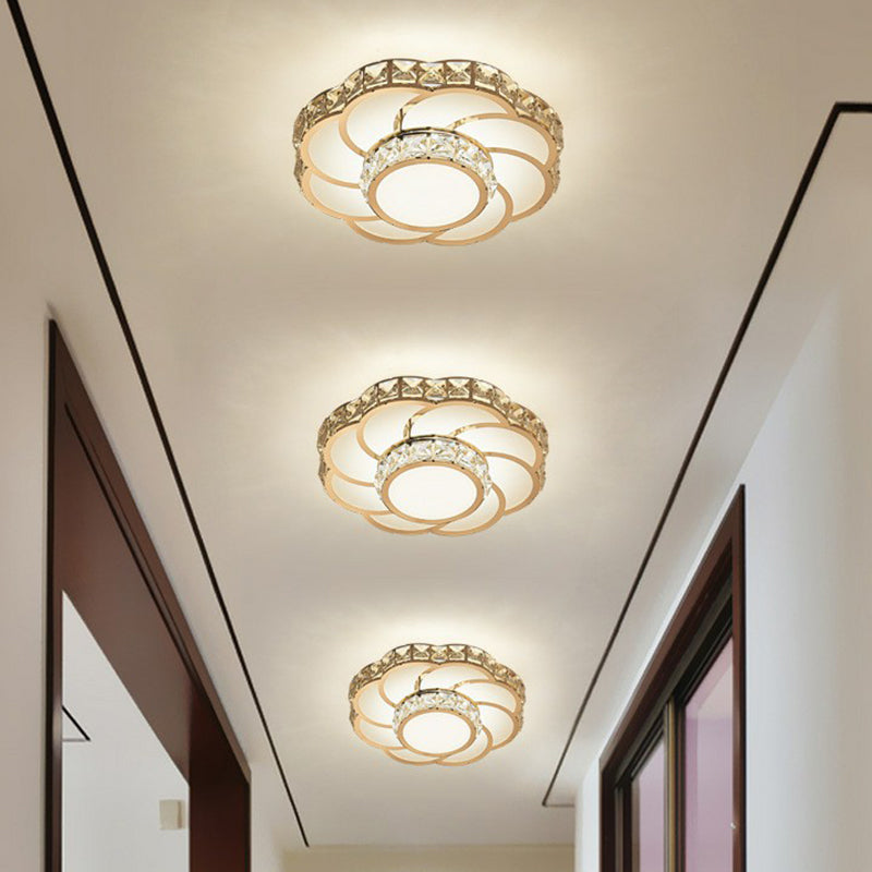 Crystal Simplicity Flush Mount Ceiling Light with LED, Clear
