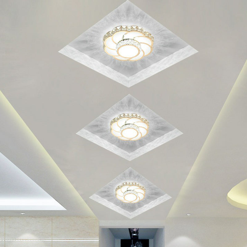 Crystal Simplicity Flush Mount Ceiling Light with LED, Clear