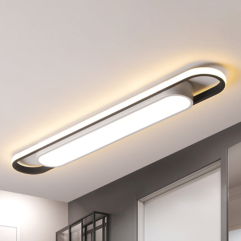 Modern Black and White Multi-Ring Flush Lighting - LED Acrylic Flush Mount Lamp for Corridor - White/Warm Light - 16"/23.5"/31.5" Wide