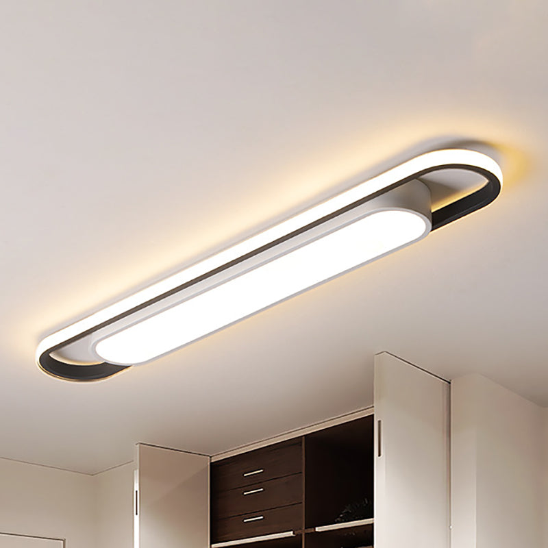 Modern Black and White Multi-Ring Flush Lighting - LED Acrylic Flush Mount Lamp for Corridor - White/Warm Light - 16"/23.5"/31.5" Wide