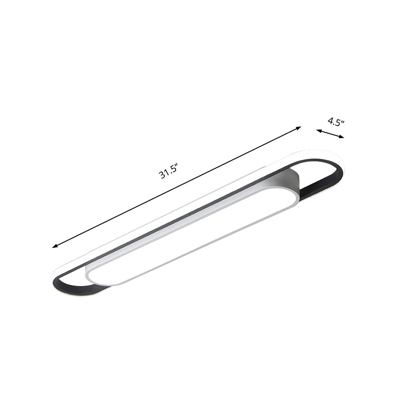Modern Black and White Multi-Ring Flush Lighting - LED Acrylic Flush Mount Lamp for Corridor - White/Warm Light - 16"/23.5"/31.5" Wide