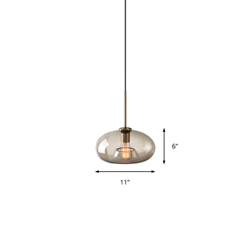 Contemporary Brass Suspension Lamp with Clear Glass Shade - Dining Room Pendant Light, 7"/10"/11" Wide