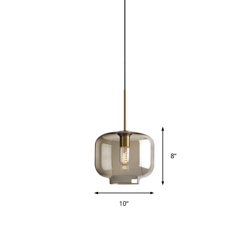 Contemporary Brass Suspension Lamp with Clear Glass Shade - Dining Room Pendant Light, 7"/10"/11" Wide