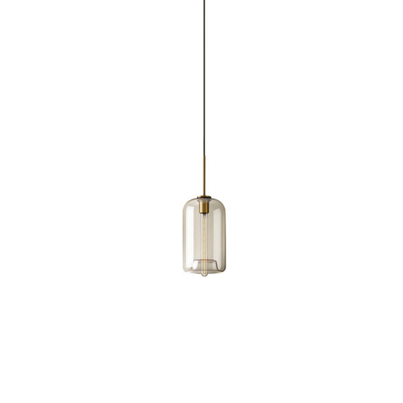 Contemporary Brass Suspension Lamp with Clear Glass Shade - Dining Room Pendant Light, 7"/10"/11" Wide