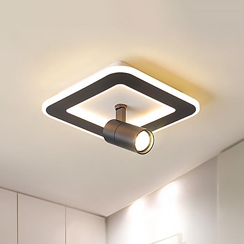 Modern Square/Round Flush Mount LED Acrylic Lamp in White/Black (White/Warm Light)