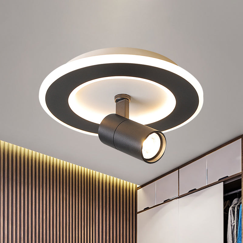 Modern Square/Round Flush Mount LED Acrylic Lamp in White/Black (White/Warm Light)