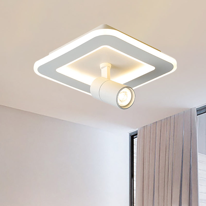 Modern Square/Round Flush Mount LED Acrylic Lamp in White/Black (White/Warm Light)
