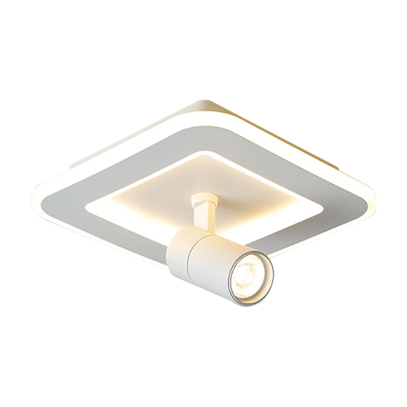 Modern Square/Round Flush Mount LED Acrylic Lamp in White/Black (White/Warm Light)