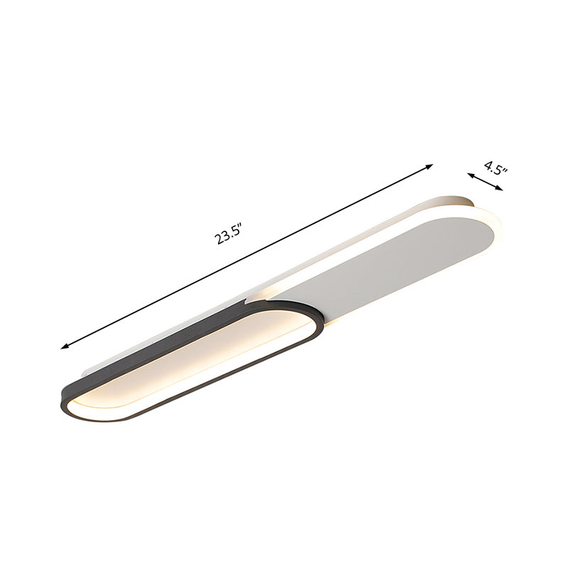 Modernist Black LED Flush Mount with Rectangular Acrylic Cover in White/Warm Light, Available in 3 Sizes