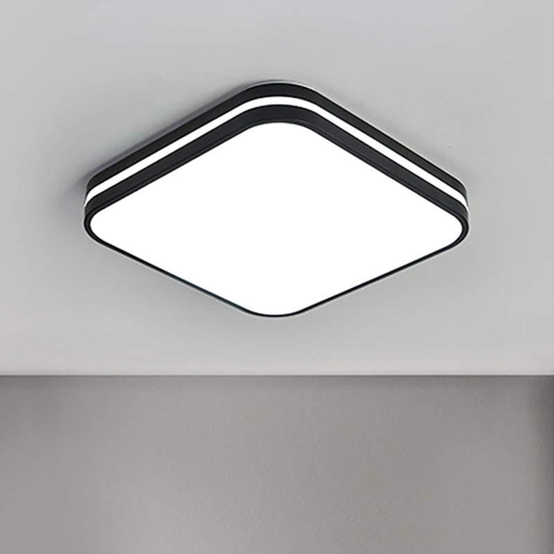 Modern LED Flush Mount Lamp – Black Square/Rectangle Acrylic Fixture in White Light, 16"/19.5"/25.5" Wide