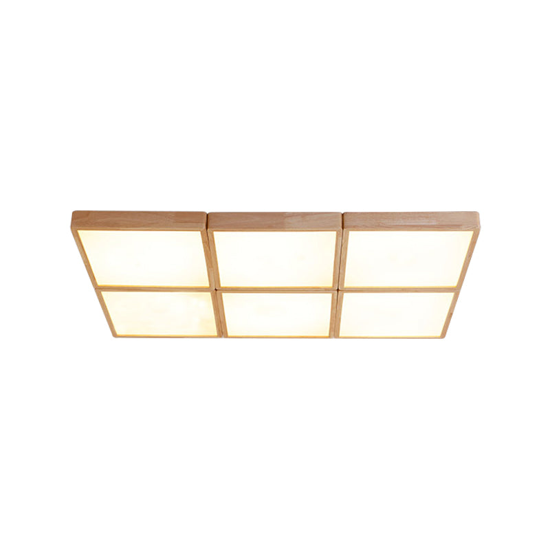 Minimalist Beige Geometric Flush Mount Ceiling Light with Acrylic Diffuser - 4/6 Lights