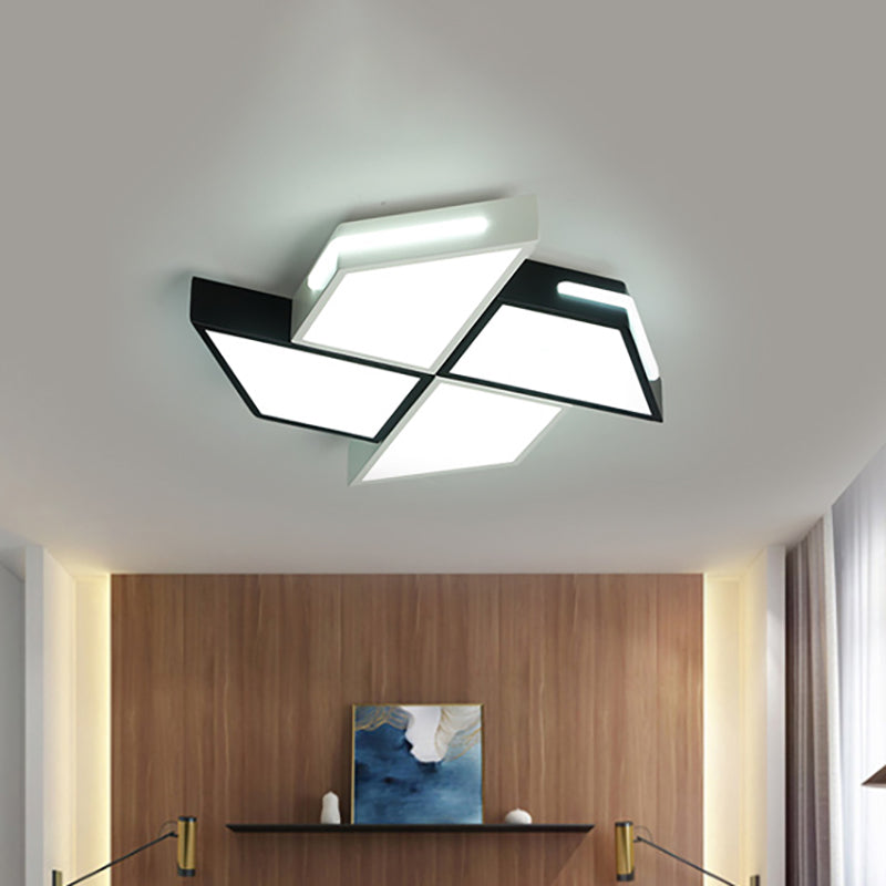 Modern Black and White Windmill Flush Lighting LED Ceiling Lamp Fixture (18"/23.5" Wide)
