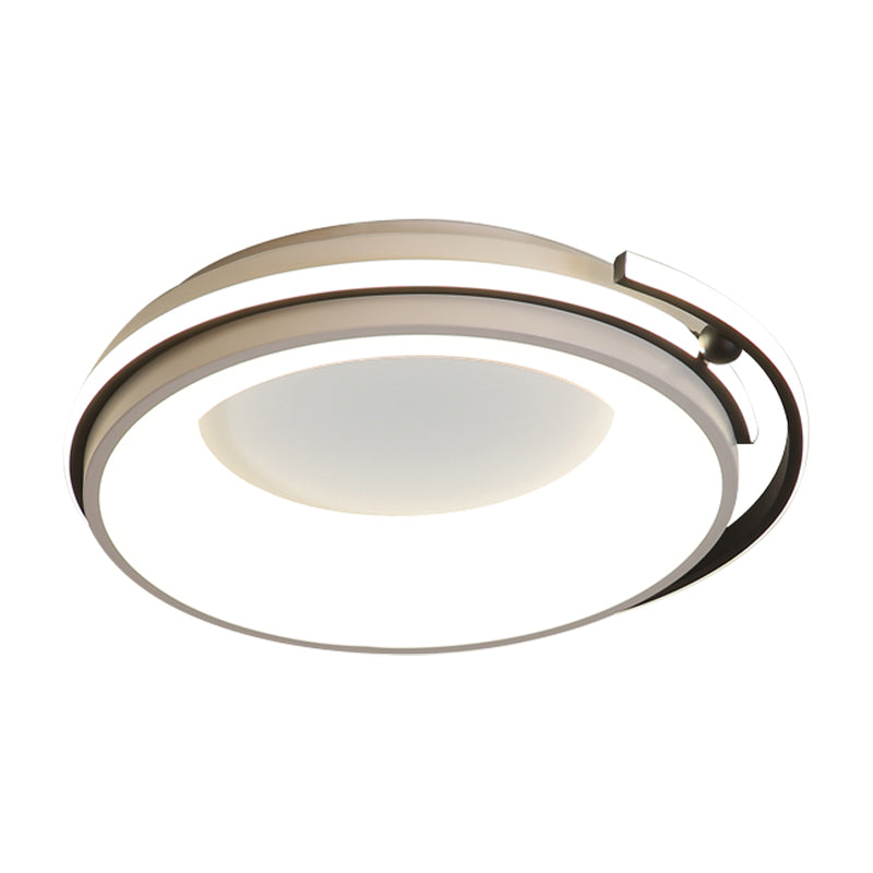 Plafonnier LED contemporain pour salon - Abat-jour rond en acrylique, finition noire/grise, éclairage chaud/blanc/neutre, 12,5"/16"/21,5" de large