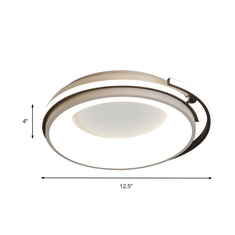 Plafonnier LED contemporain pour salon - Abat-jour rond en acrylique, finition noire/grise, éclairage chaud/blanc/neutre, 12,5"/16"/21,5" de large