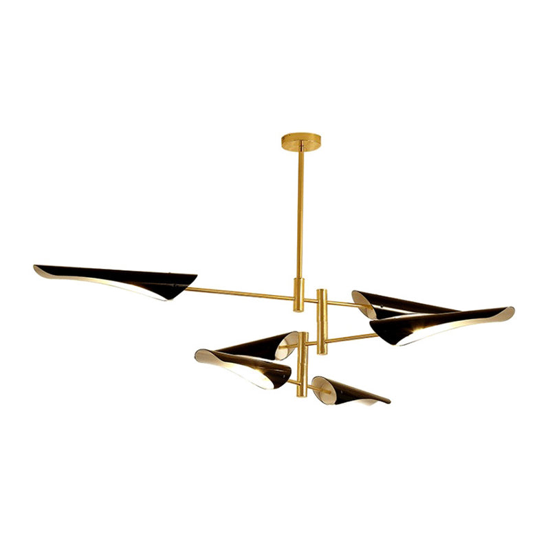 Post-Modern Metallic Burst Chandelier Light for Living Room